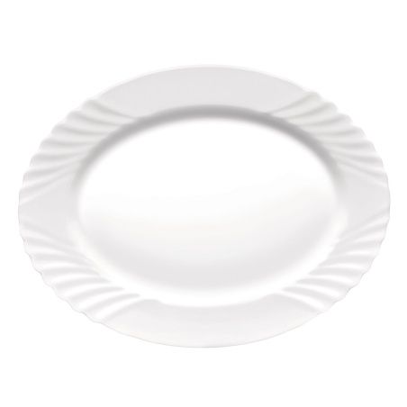 Serving Platter Bormioli Rocco Ebro Oval White Glass (36 cm) (12 Units)