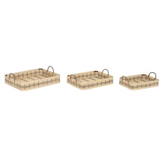Set of trays DKD Home Decor Light brown Bamboo 54 x 43 x 9 cm (3 Units) (2 Units)