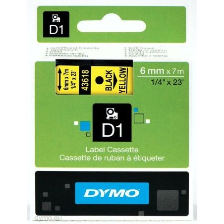 Laminated Tape for Labelling Machines Dymo D1 43618 6 mm LabelManager™ Yellow (5 Units)
