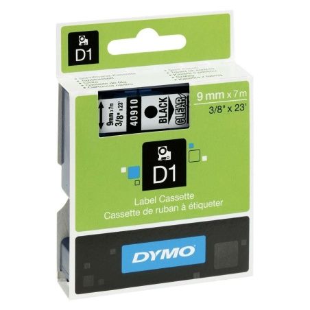 Nastro Laminato per Etichettatrici Dymo D1 40910 9 mm LabelManager™ Trasparente Nero (5 Unità)