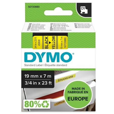 Nastro Laminato per Etichettatrici Dymo D1-19 45808 LabelManager™ Nero Giallo (5 Unità)