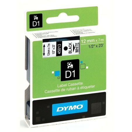 Laminated Tape for Labelling Machines Dymo D1 45013 12 mm LabelManager™ White Black (5 Units)