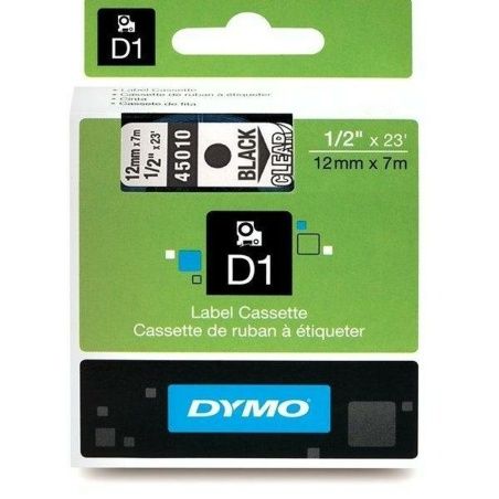 Laminated Tape for Labelling Machines Dymo D1 45010 12 mm LabelManager™ Transparent Black (5 Units)