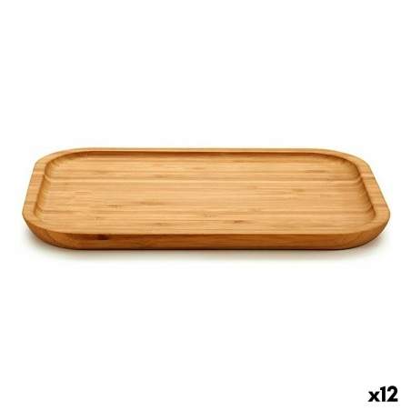 Snack tray Brown Bamboo 18 x 1,5 x 25 cm (12 Units)