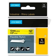 Laminated Tape for Labelling Machines Rhino Dymo ID1-12 Yellow Black 12 x 3,5 mm Self-adhesives (5 Units)