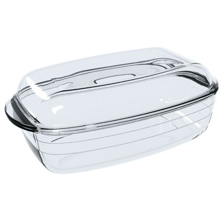 Serving Platter Ô Cuisine Rectangular With lid 1,6 L 2,9 L Transparent Glass (3 Units)