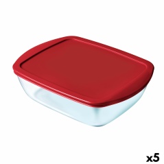 Rectangular Lunchbox with Lid Pyrex Cook & Store Rectangular 2,5 L Red Glass (5 Units)