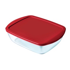 Rectangular Lunchbox with Lid Pyrex Cook & Store Rectangular 2,5 L Red Glass (5 Units)