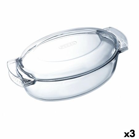 Pirofila da Forno Pyrex Classic Vidrio Trasparente Vetro Ovalada 39 x 23 x 15 cm Con coperchio (3 Unità)