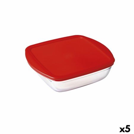 Porta Pranzo Quadrato con Coperchio Ô Cuisine Cook&store Ocu Rosso 25 x 22 x 7 cm 2,2 L Vetro Silicone (5 Unità)