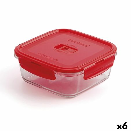 Hermetic Lunch Box Luminarc Pure Box Red 1,22 L Glass (6 Units)