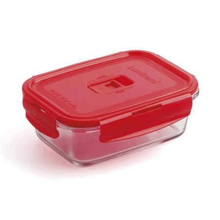Porta pranzo Ermetico Luminarc Pure Box 19 x 13 cm Rosso 1,22 L Vetro (6 Unità)