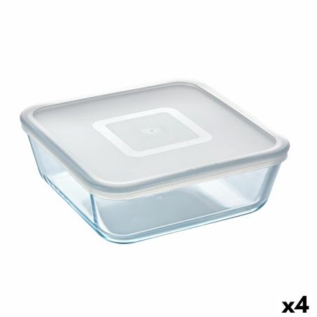 Square Lunch Box with Lid Pyrex Cook & Freeze 2 L 19 x 19 cm Transparent Silicone Glass (4 Units)