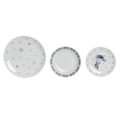Set di Stoviglie DKD Home Decor Azzurro Bianco Porcellana 18 Pezzi 27 x 27 x 3 cm