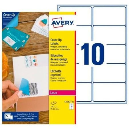 Printer Labels Avery L4612 White 25 Sheets 99,1 x 57 mm (5 Units)