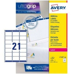 Printer Labels Avery L7160 White 100 Sheets 63,5 x 38,1 mm (5 Units)