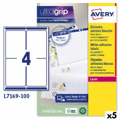 Printer Labels Avery L7169 White 100 Sheets 99,1 x 139 mm (5 Units)