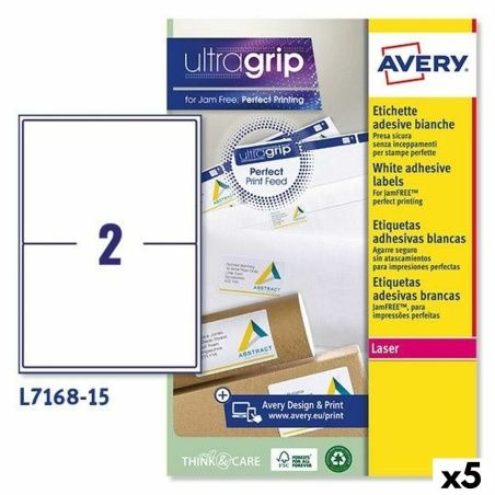 Printer Labels Avery L7168 White 15 Sheets 199,6 x 143,5 mm (5 Units)