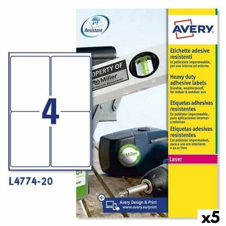Printer Labels Avery L4774 White 20 Sheets 99,1 x 139 mm (5 Units)