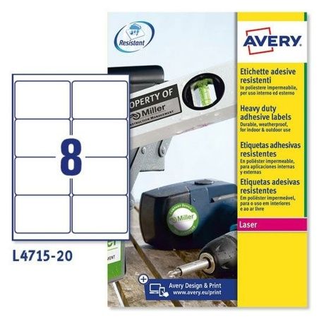 Printer Labels Avery L4515 White 20 Sheets 99,1 x 67,7 mm (5 Units)