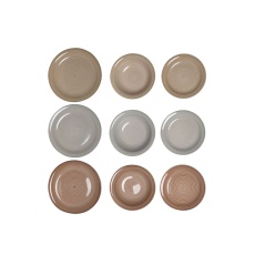 Tableware DKD Home Decor Brown Grey Stoneware 18 Pieces 26,5 x 26,5 x 3 cm