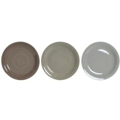Tableware DKD Home Decor Brown Grey Stoneware 18 Pieces 26,5 x 26,5 x 3 cm