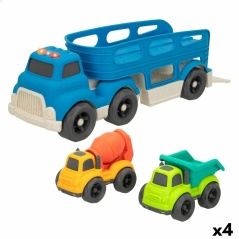 Camion Porta-veicoli e Macchinine Motor Town Suono Luce 30,5 x 11 x 11 cm (4 Unità)