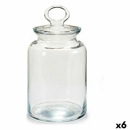 Jar Kitchen 12 x 21,5 x 12 cm Transparent Silicone Glass 1,5 L (6 Units)
