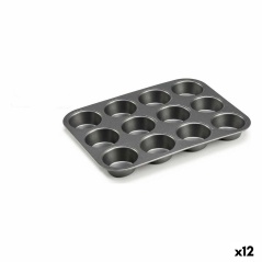 Baking Mould Dark grey Metal Carbon steel 20 x 2 x 26 cm (12 Units)