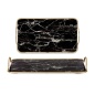 Tray Marble Black Golden Metal Glass 35 x 4,5 x 20 cm (6 Units)
