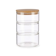 Set of Stackable Hermetically-sealed Kitchen Containers Transparent Bamboo 1,2 L 11,2 x 17,5 x 11,2 cm (8 Units)