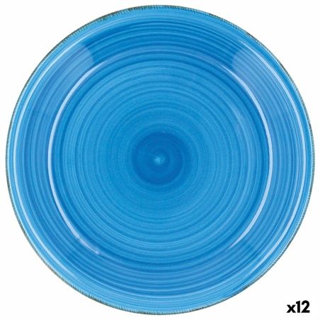 Flat Plate Quid Vita Azul Blue Ceramic Ø 27 cm (12 Units)