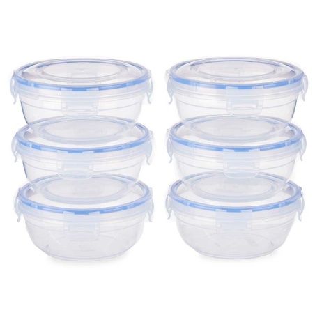 Set of lunch boxes Hermetic Blue Transparent Plastic 800 ml 15,5 x 7,5 x 15,5 cm (8 Units)