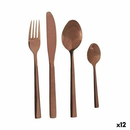 Cutlery Set Rose gold Stainless steel (12 Units)