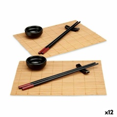 Set per Sushi Nero Bambù Gres (8 Pezzi) (12 Unità)