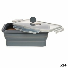 Rectangular Lunchbox with Lid Grey Silicone 800 ml 12,5 x 3 x 18,5 cm (24 Units)