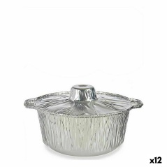 Set di Teglie da Cucina Monouso Pentola Con coperchio Alluminio 25,5 x 22 x 9,5 cm (12 Unità)