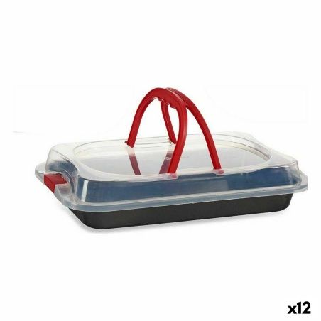 Lunch box With lid Black Red Iron 36,5 x 24 x 7,5 cm (12 Units)