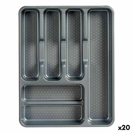 Cutlery Organiser Grey Plastic 30 x 4,5 x 38 cm (20 Units)