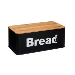 Breadbasket Black Natural Metal Bamboo 33 x 13,3 x 18 cm (4 Units)
