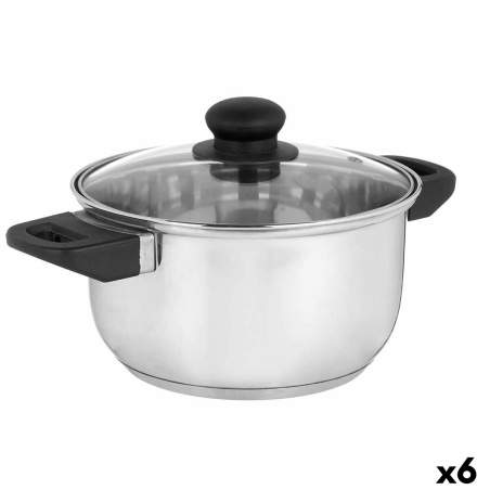 Casseruola con coperchio in vetro Argentato Acciaio inossidabile 2,5 L 31 x 10,5 x 20 cm (6 Unità)