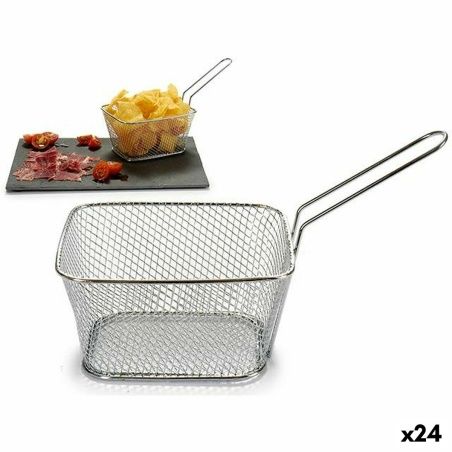 Basket for Presenting Aperitifs Silver Iron 24 x 13 x 11 cm (24 Units)