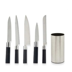 Set di Coltelli da Cucina con Supporto Nero Argentato Acciaio inossidabile Polietilene polipropilene ABS 11 x 35 x 11 cm (6 Unit