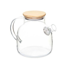 Mug with Infusion Filter Transparent Bamboo Borosilicate Glass 1,2 L (6 Units)