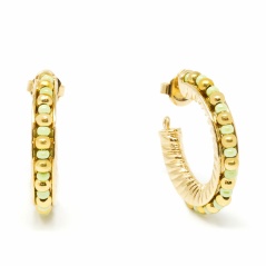 Ladies' Earrings Shabama Etiopia Brass gold-plated Green 3 cm