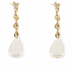 Ladies' Earrings Shabama Barton Brass gold-plated Beads 7,5 cm