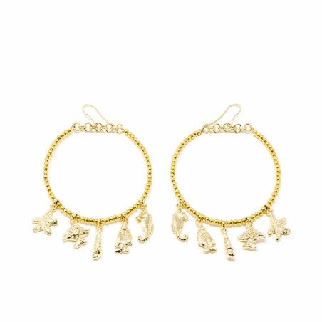 Ladies' Earrings Shabama Formentor Brass gold-plated 6 cm