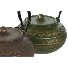 Teapot Home ESPRIT Brown Green Stainless steel Iron 1,3 L (2 Units)