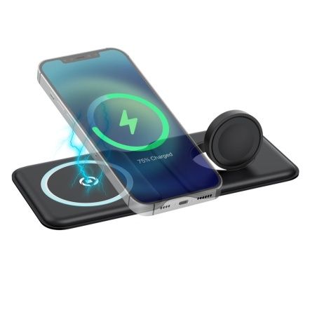 Wireless Charger with Mobile Holder Celly MAGFOLD2IN1BK Black