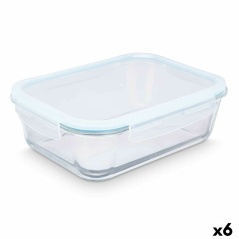 Lunch box Transparent Silicone Borosilicate Glass 2,8 L 29,5 x 9 x 22,8 cm (6 Units)